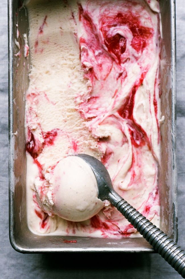 White Chocolate Rhubarb Ripple Ice Cream