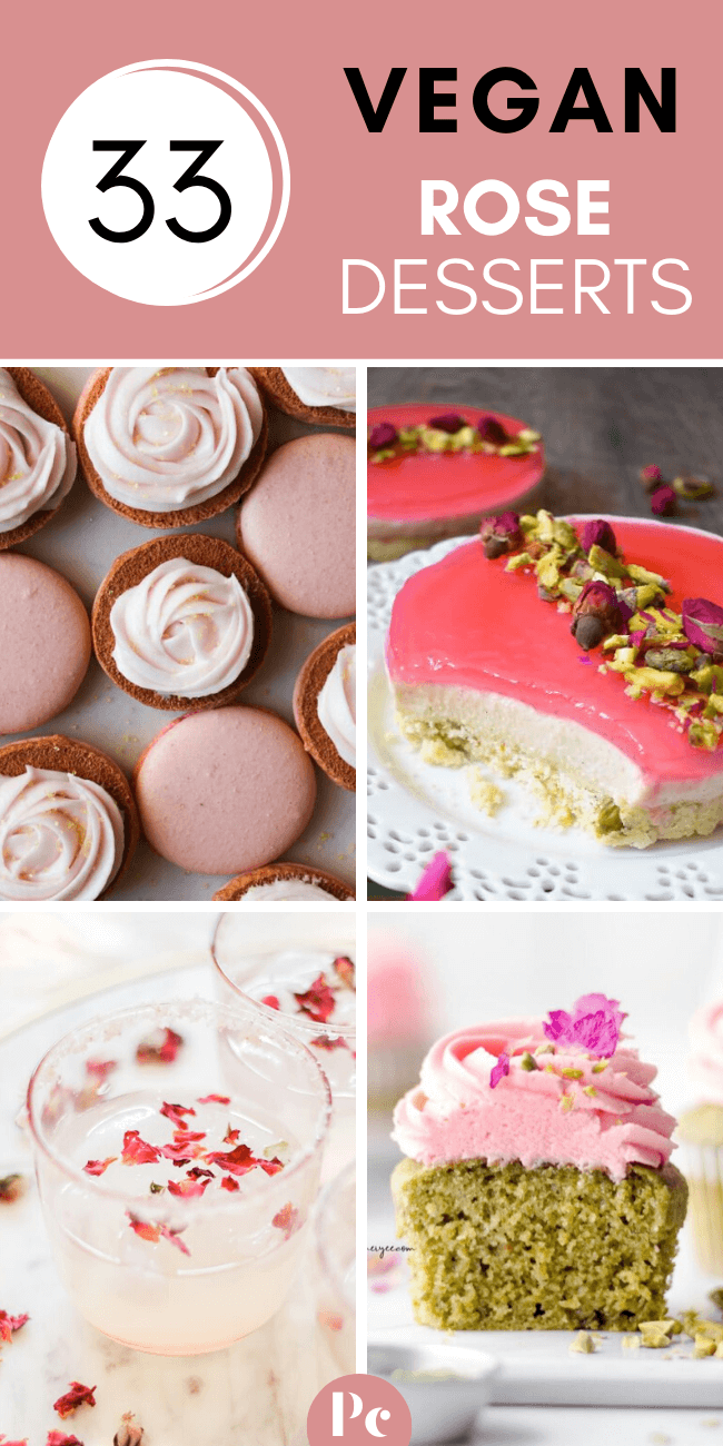 These Vegan Rose Dessert Recipes are the perfect tea party and Spring treats. Made with rosewater or wild rose petals, they will delight all your senses. | Plantcake #vegan #veganrecipes